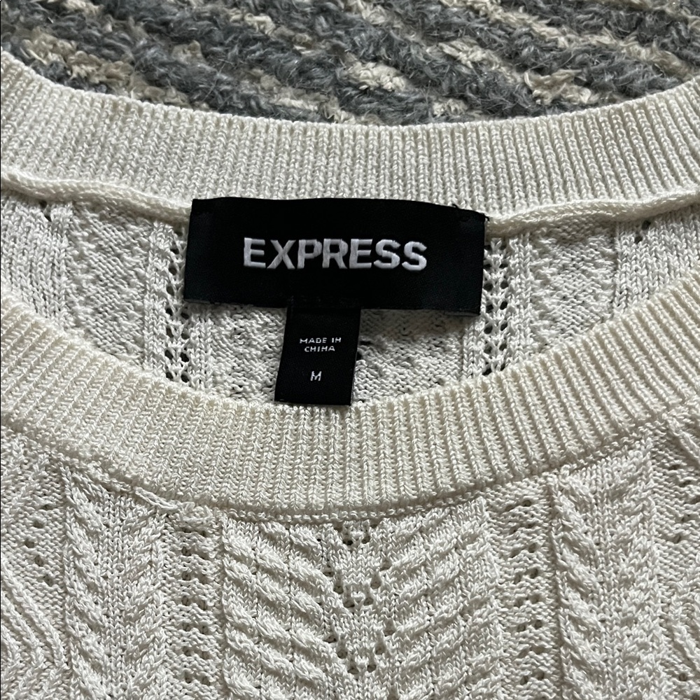 Express Ivory Ruffled Knit Blouse - Picture 3 of 3